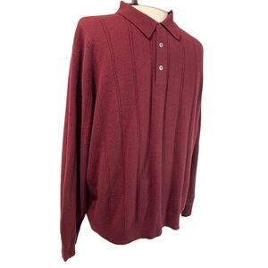 XL Tasso Elba Mens Cashmere Sweater Collared Burgundy